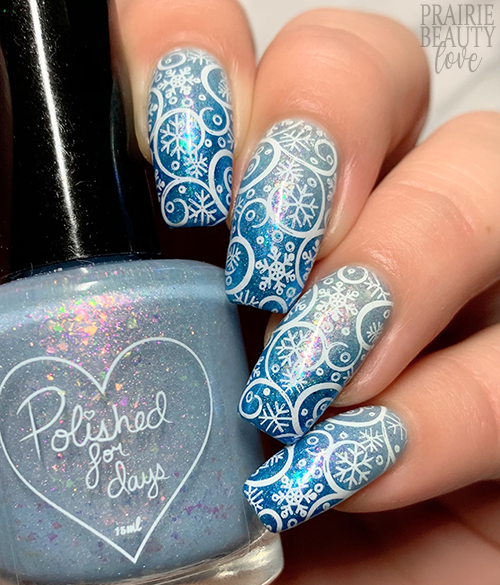 Blue Gradient Stamping Oval Nails — Winter Wonderland Nails