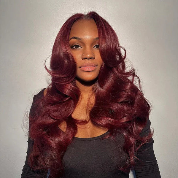 Smooth Voluminous Burgundy Waves Smooth Voluminous Burgundy Waves — Burgundy Hair Color