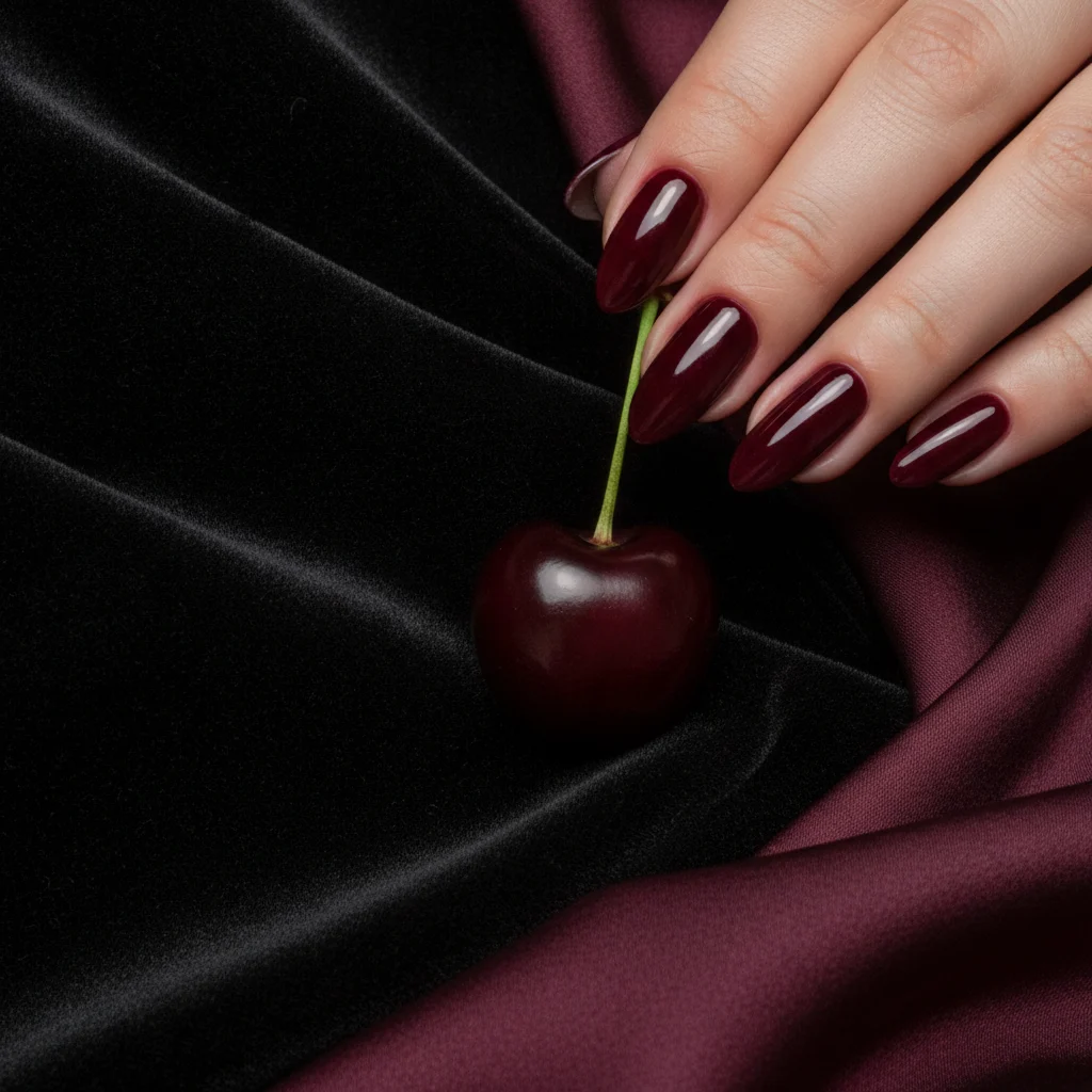 Elegant Glossy Cherry Stilettos Elegant Glossy Cherry Stilettos — Black Cherry Nails