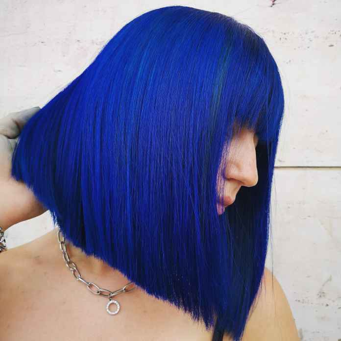 Electric Blue Chin Bob — Winter Hair Colors for Short Hair