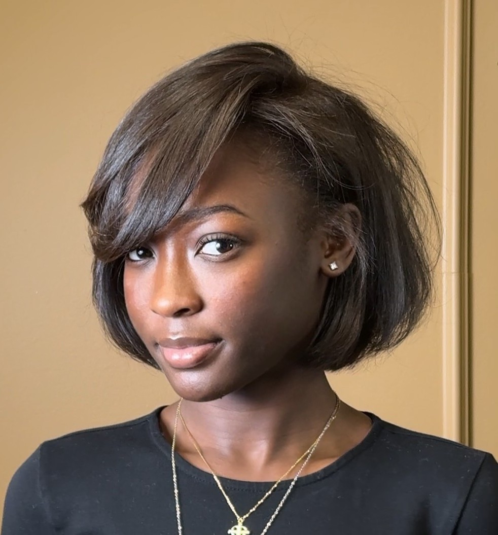 Sharp Dark Brown Bob Line — Winter Haircuts for Black Women