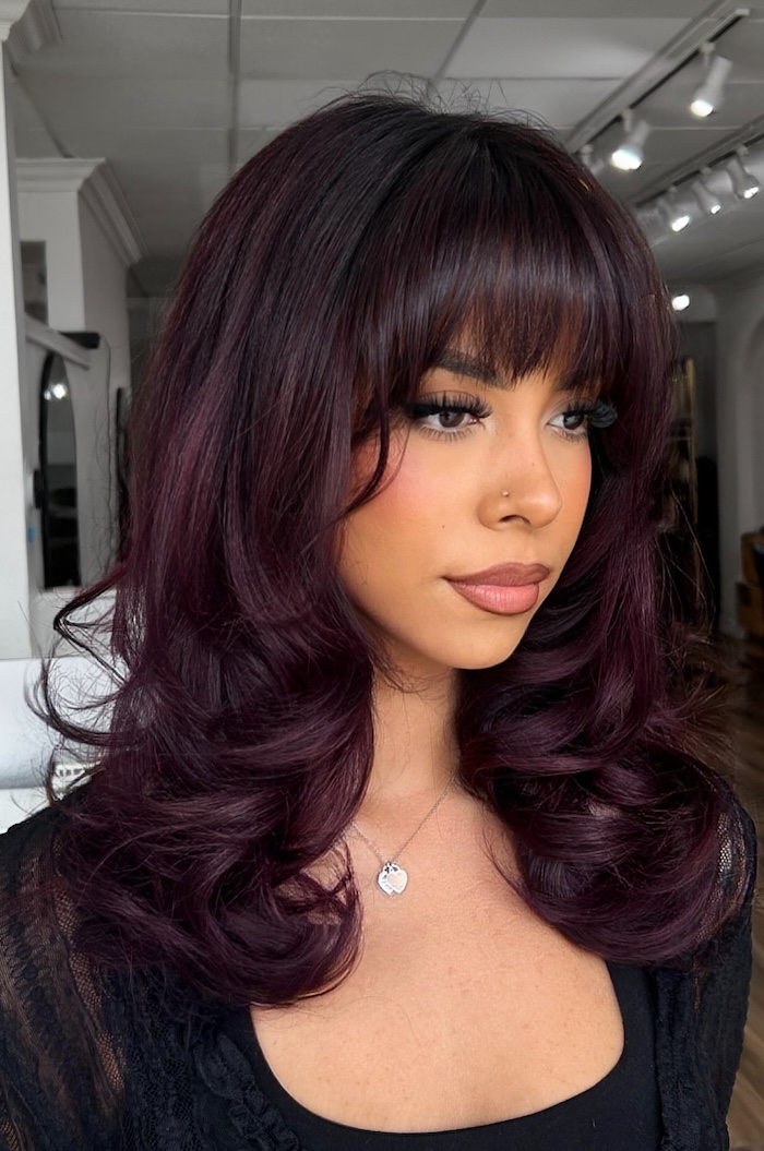 Deep Plum With Wine Highlights — Plum Hair Color