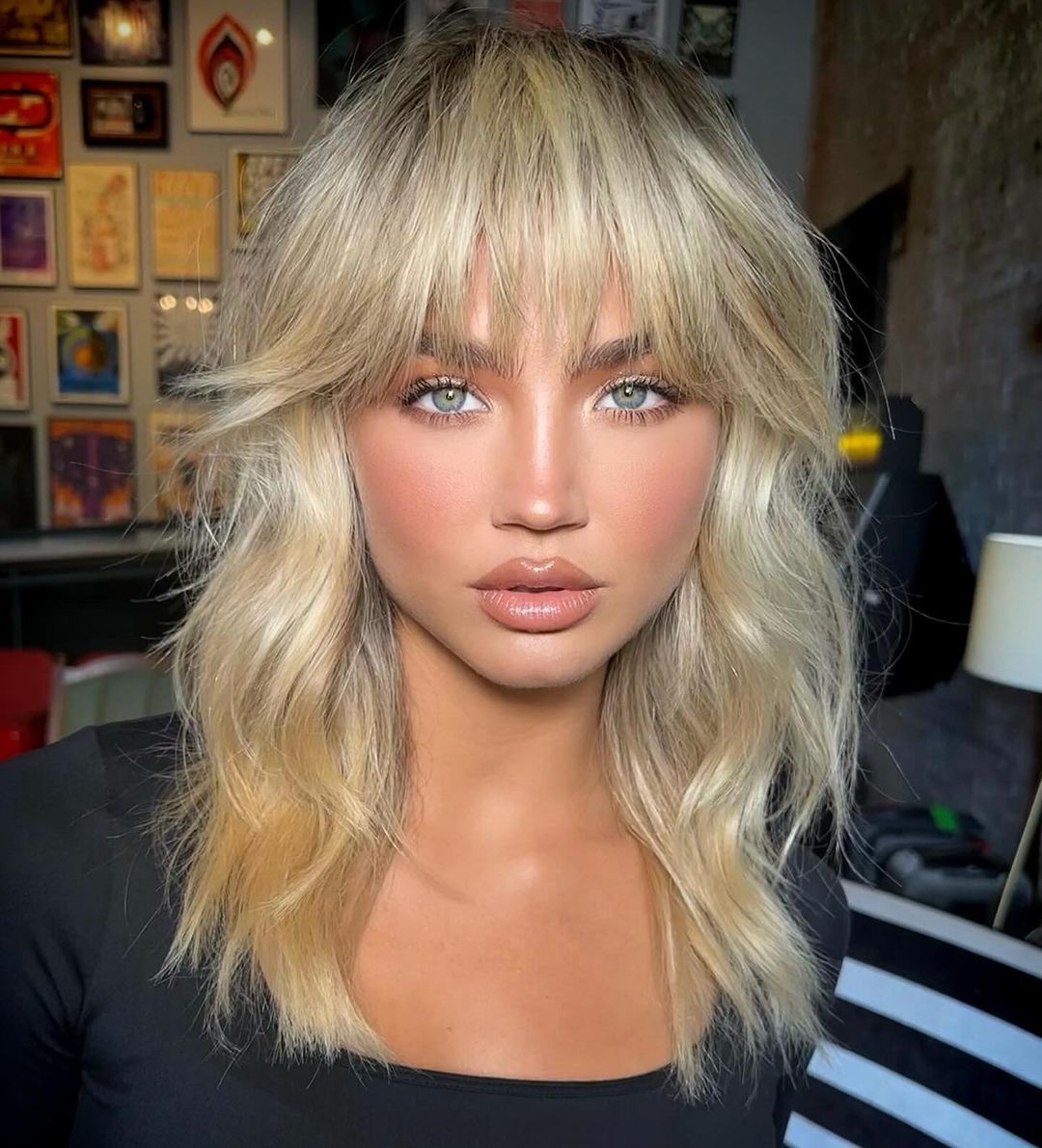 Platinum Blonde Collarbone Shag Platinum Blonde Collarbone Shag — Winter Hairstyles for Thin Hair