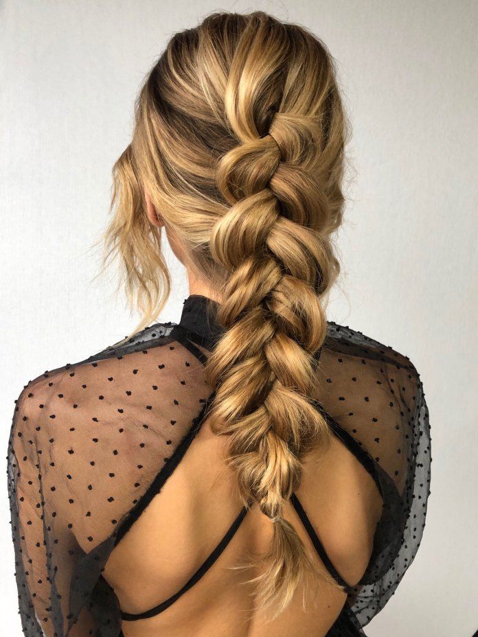 Mid-Back Textured Blonde Fishtail Braid Mid-Back Textured Blonde Fishtail Braid — Winter Braided Hairstyles
