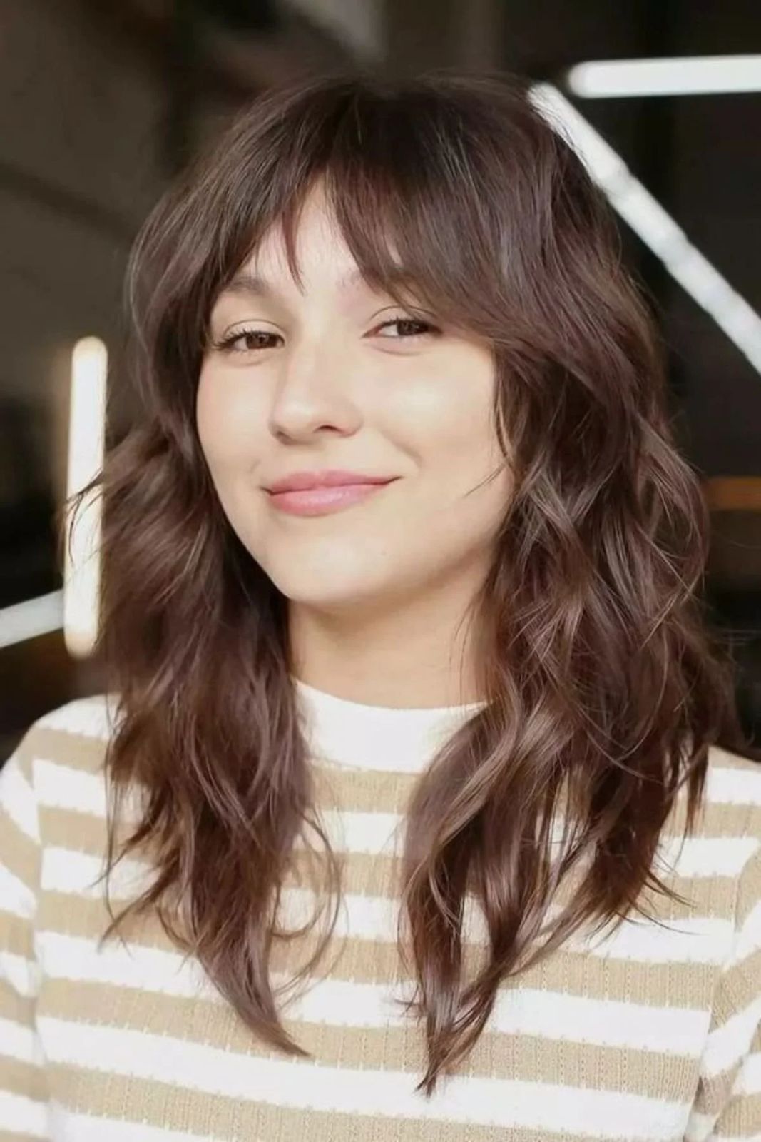 Collarbone Shag With Curtain Bangs — Winter Haircuts for Long Faces