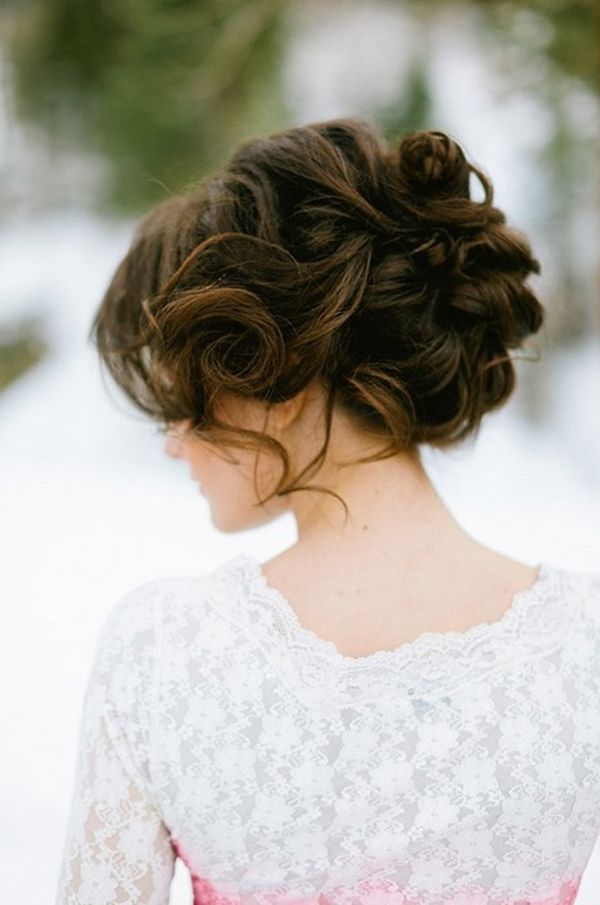 Intricate Nape Updo With Soft Curls Intricate Nape Updo With Soft Curls — Winter Wedding Hairstyles