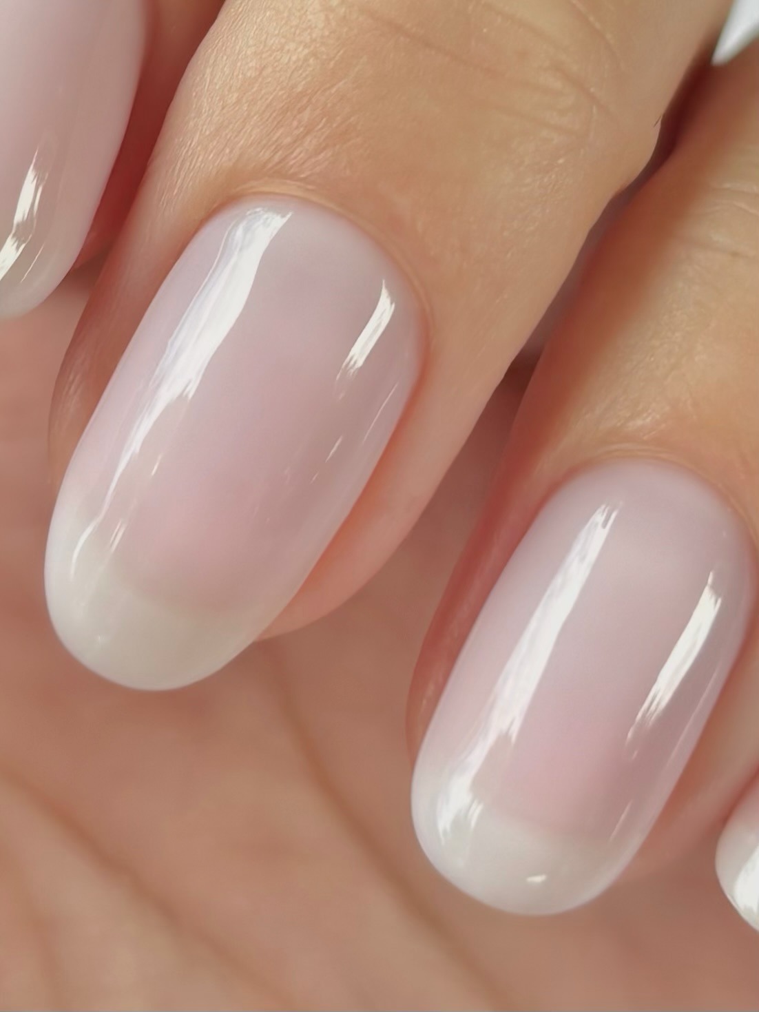 Medium Oval Milky Pink Base White French Medium Oval Milky Pink Base White French — Milky White Nails