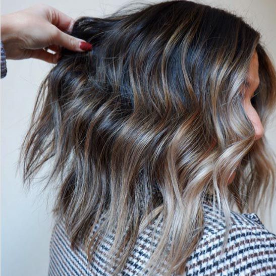 Dark Brown to Light Brown Blonde Chin Lob — Winter Ombre Hair