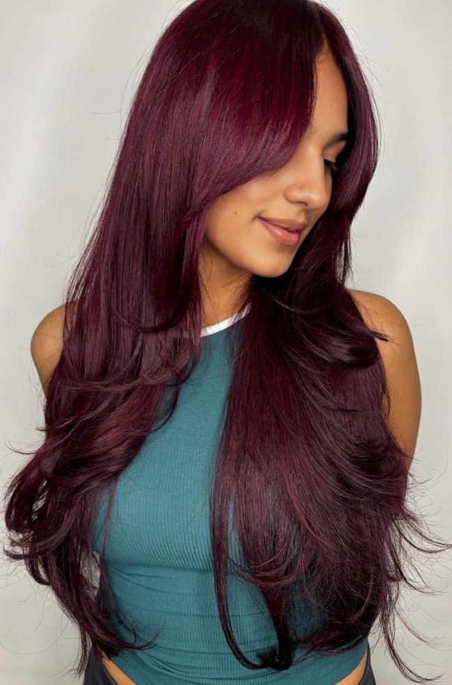 Long Deep Burgundy Waves Long Deep Burgundy Waves — Burgundy Hair Color