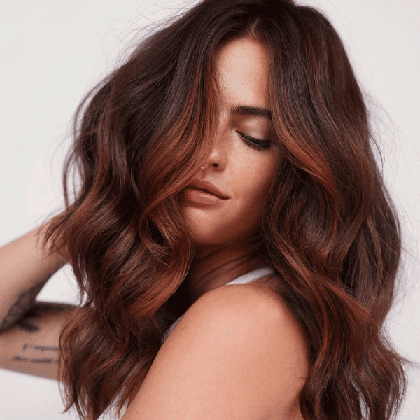 Collarbone Dark Brown With Copper Red — Reverse Balayage