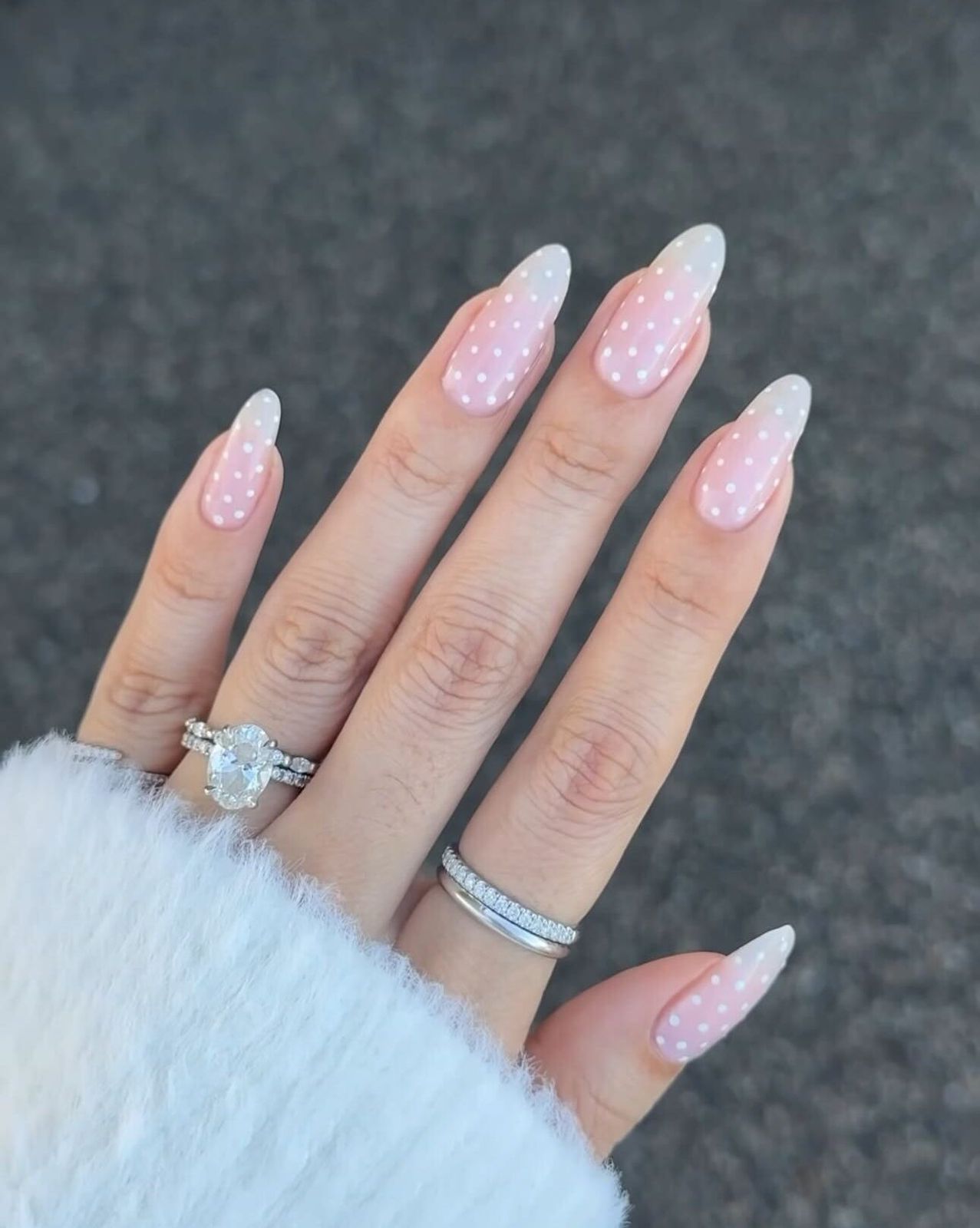 White Polka Dots On All Nails Visual Idea White Polka Dots On All Nails Visual Idea — Winter Gel Nail Colors