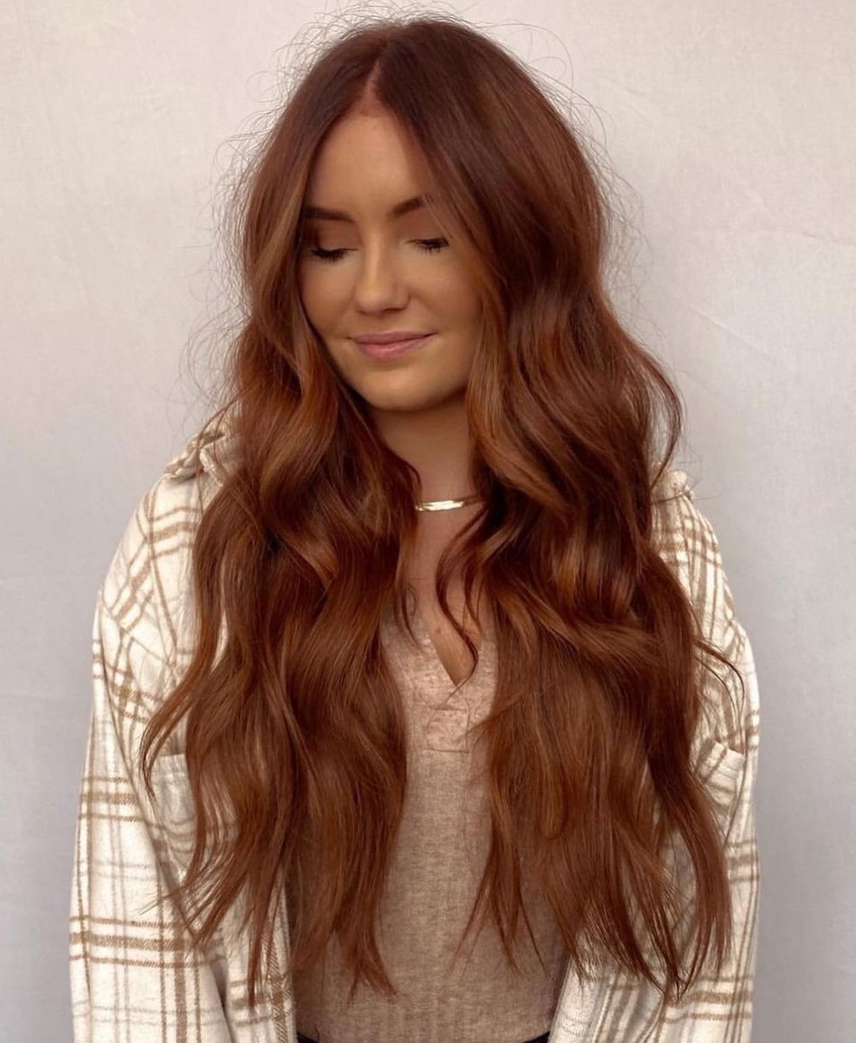 Tousled Rich Auburn — Winter Auburn Hair Color
