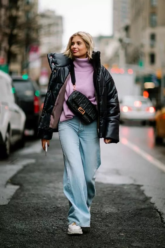 Oversized Puffer Jacket with Lilac Turtleneck Oversized Puffer Jacket with Lilac Turtleneck — Winter Outfits for Moms