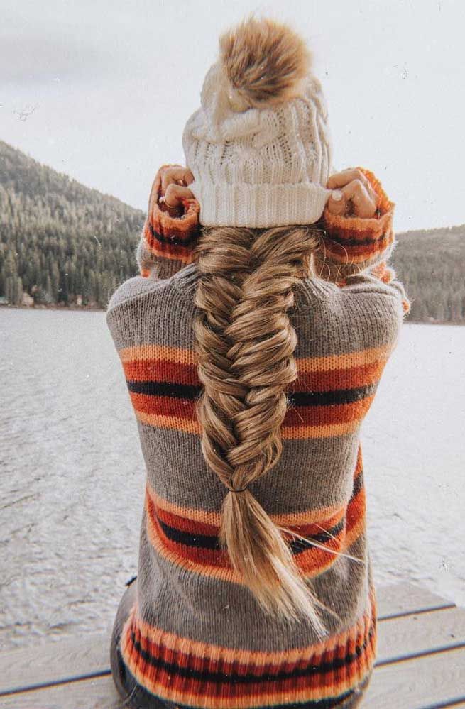 Blonde Thick Fishtail Braid Blonde Thick Fishtail Braid — Easy Winter Hairstyles