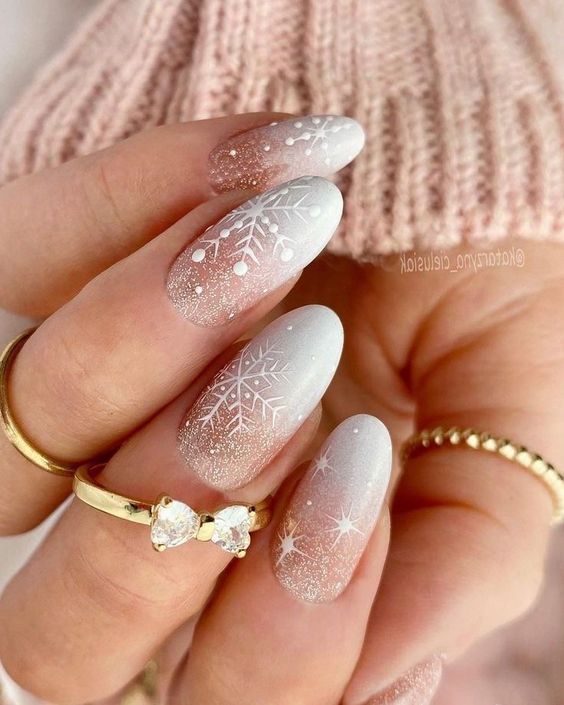 White To Rose Gold Gradient Visual Idea White To Rose Gold Gradient Visual Idea — Winter Ombre Nails