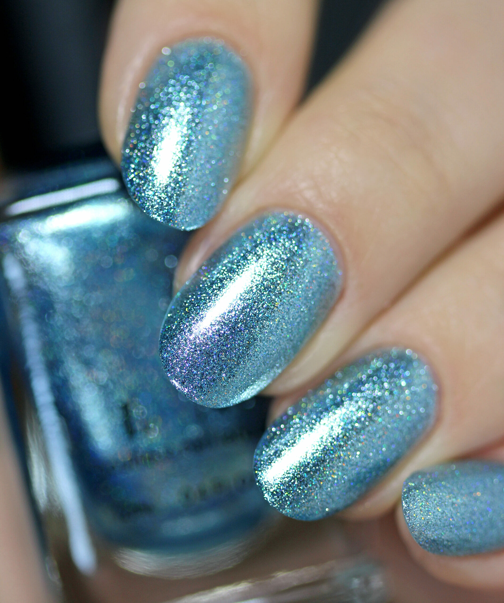 Dense Icy Blue Holographic Glitter Nails — Icy Blue Nails