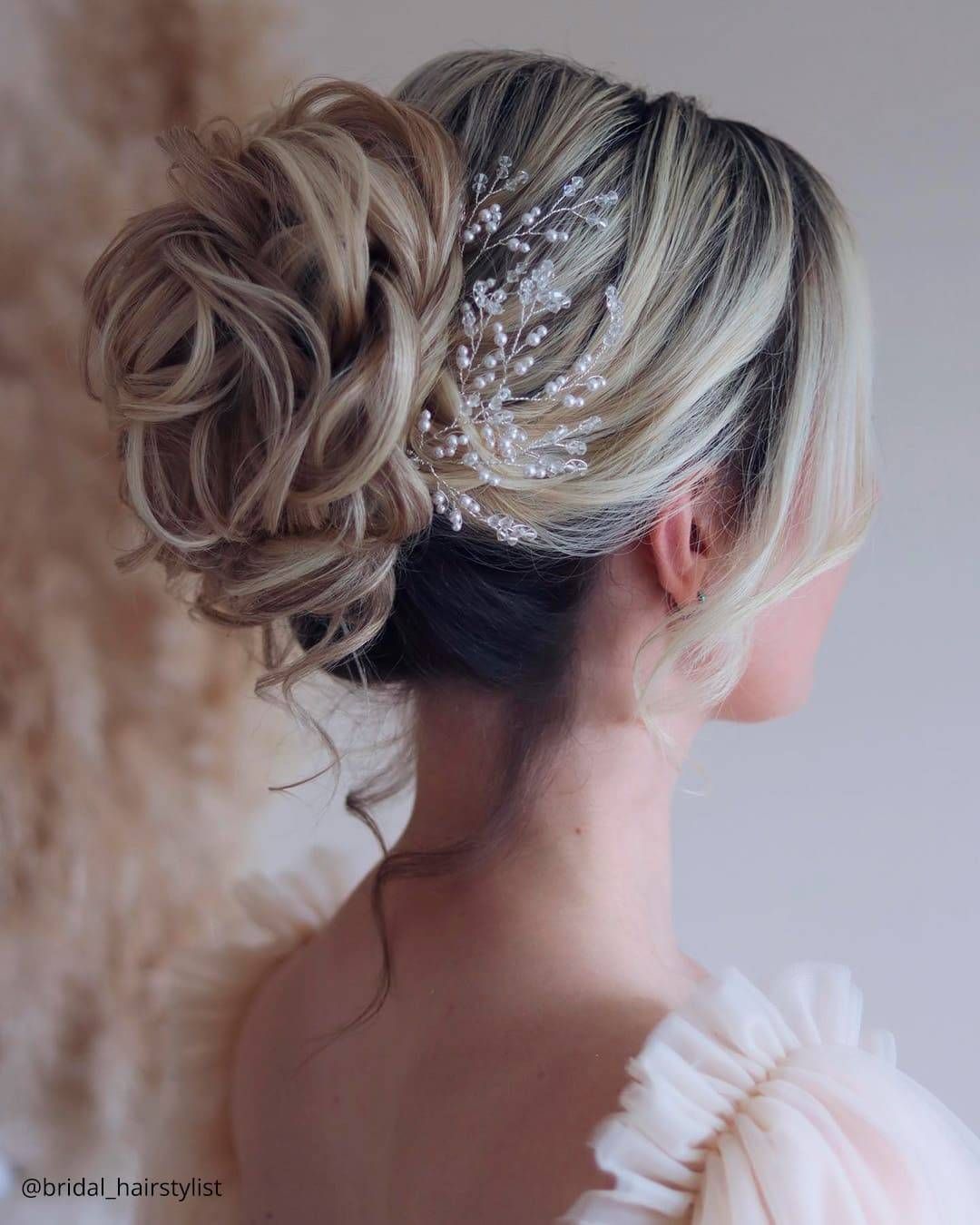 Messy Blonde Bun with Velvet Ribbon — Winter Party Hairstyles