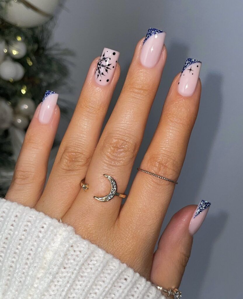 Red Glitter French Tip Nails Red Glitter French Tip Nails — Short Winter Square Nails