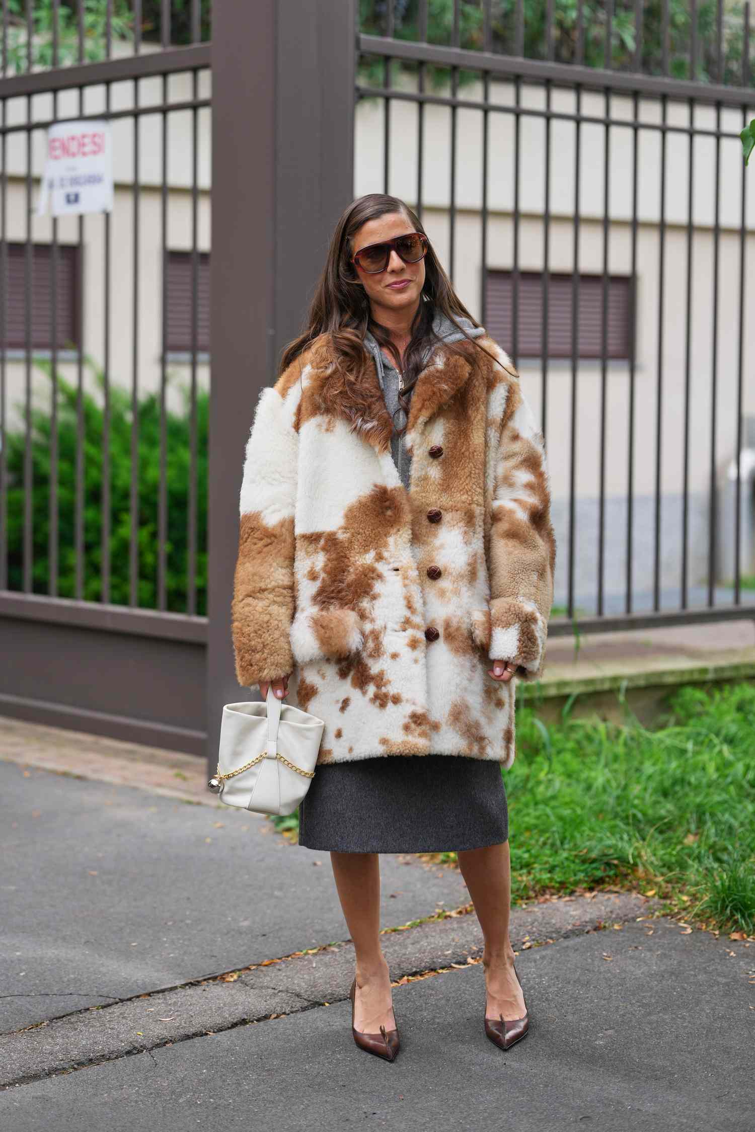 Rich Brown Faux Fur Coat with Straight Jeans — Faux Fur Coat Outfits