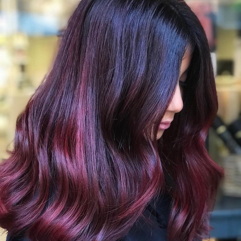 Burgundy Highlights on Dark Brown Burgundy Highlights on Dark Brown — Burgundy Hair Color