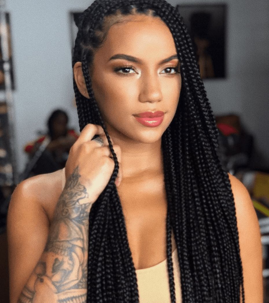Front View Visual Idea — Winter Braids for Black Women