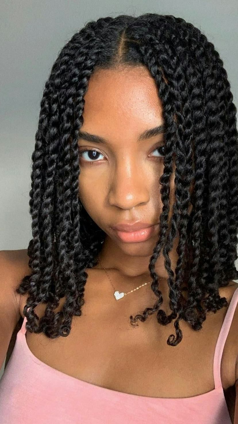 Black Collarbone Neat Two-Strand Twists — Winter Hairstyles for Black Women