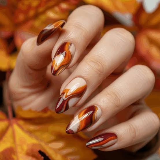Autumn Leaves Abstract Swirls Autumn Leaves Abstract Swirls — Fall to Winter Nails