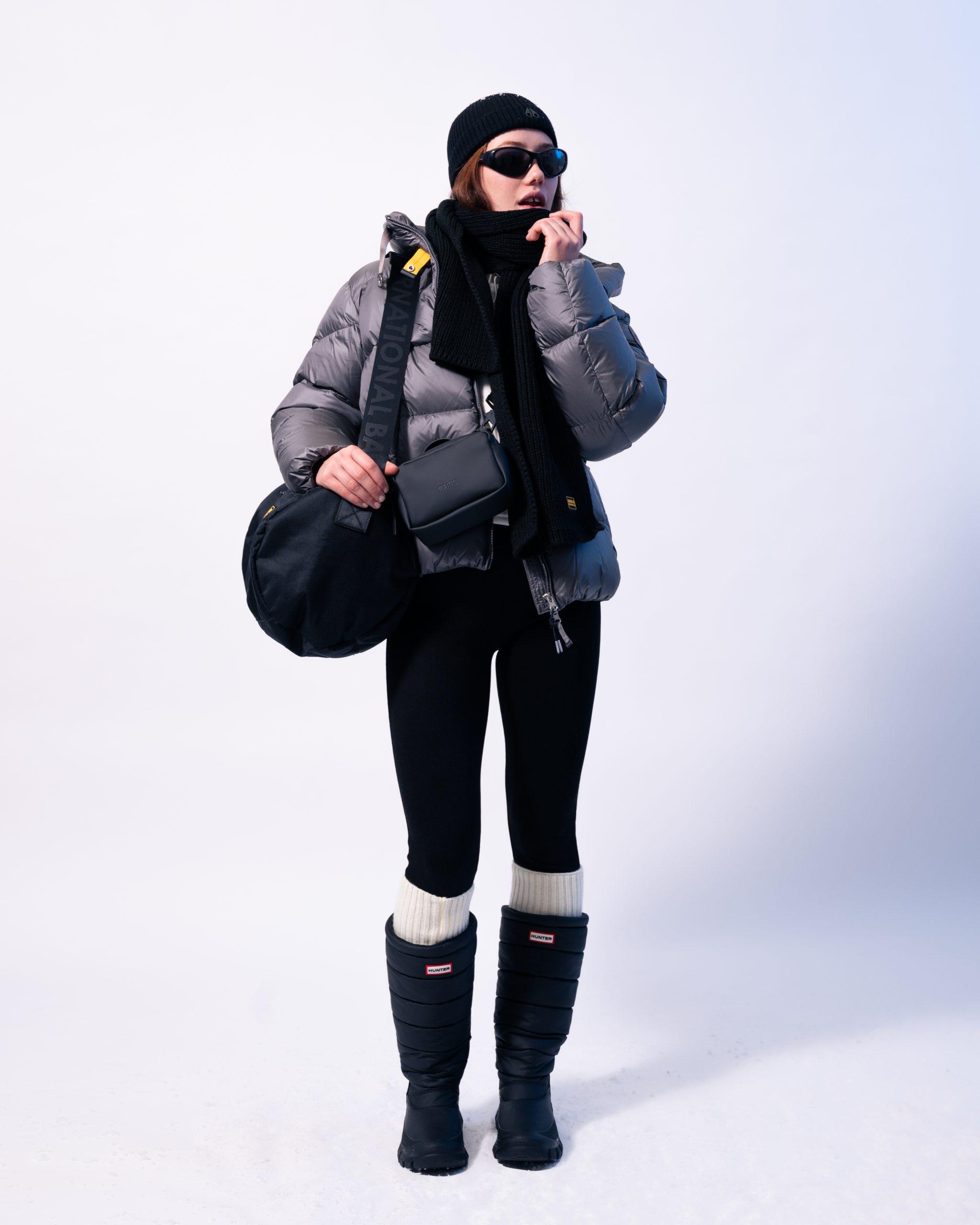 Sporty Grey Puffer Jacket with Tall Black Puffer Boots Sporty Grey Puffer Jacket with Tall Black Puffer Boots — Snow Day Outfits