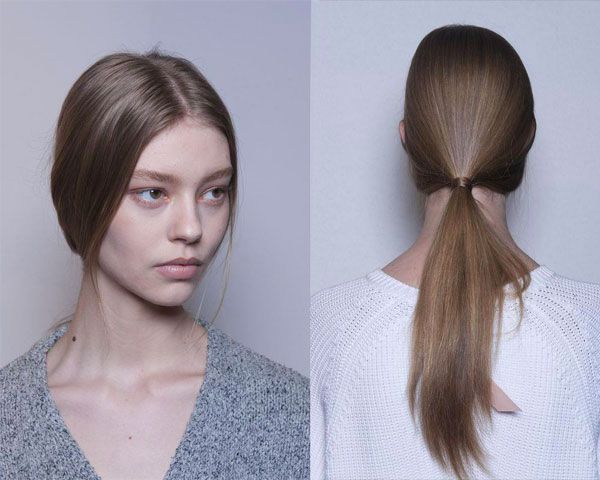 Sleek Ash Brown Collarbone Ponytail — Winter Ponytail Hairstyles