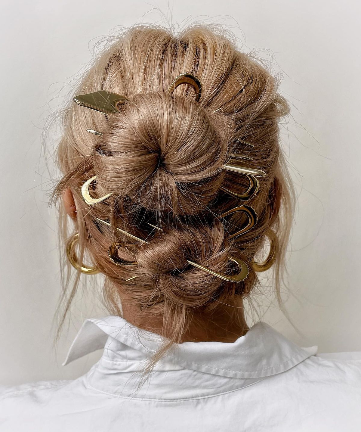 Light Brown Double Messy Buns — Winter Bun Hairstyles