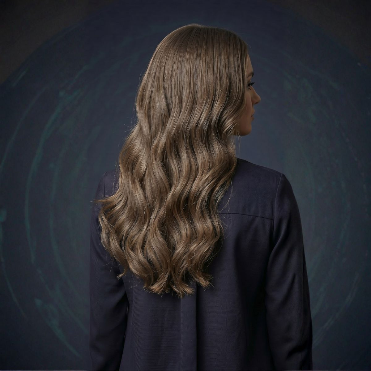 Mid-Back Uniform Ash Brown Waves — Ash Brown Hair