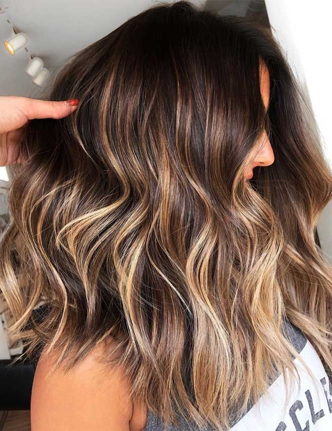 Dark Brown Base With Blonde Balayage Visual Idea Dark Brown Base With Blonde Balayage Visual Idea — Fall to Winter Hair Colors