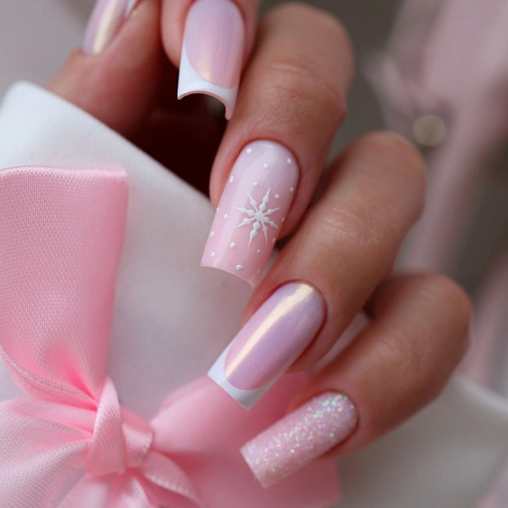 Glossy Subtle Shimmer Visual Idea Glossy Subtle Shimmer Visual Idea — Winter French Tip Nails