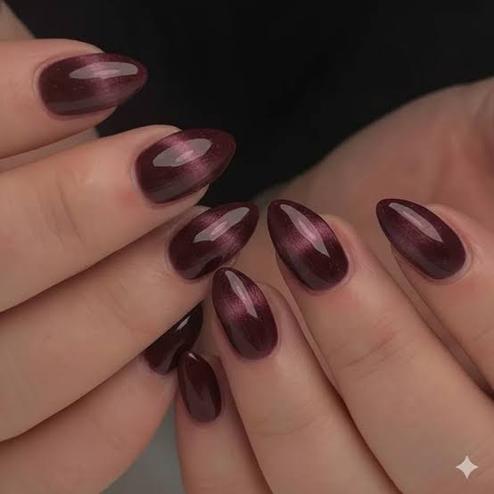 Deep Plum Magnetic Cat Eye Nails — Velvet Nails