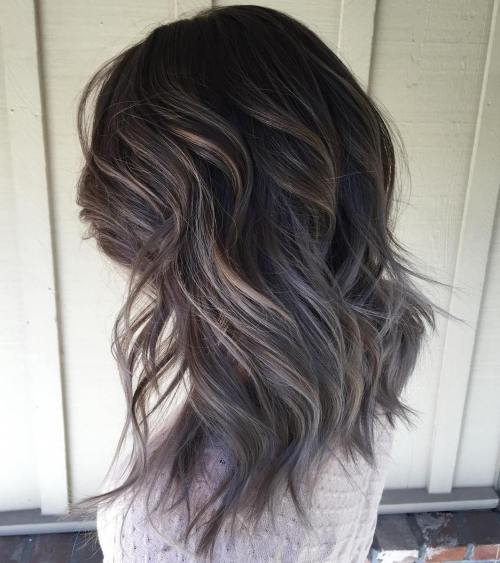 Dark Brown With Ash Grey Highlights Dark Brown With Ash Grey Highlights — Winter Hair Colors for Gray Hair