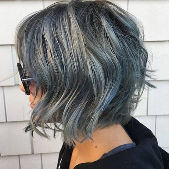 Layered Bob With Blue-Toned Gray Layered Bob With Blue-Toned Gray — Winter Haircuts for Gray Hair