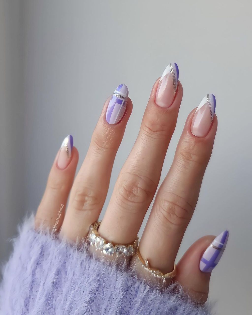 Purple Geometric Almond Nails Purple Geometric Almond Nails — Winter Acrylic Nails