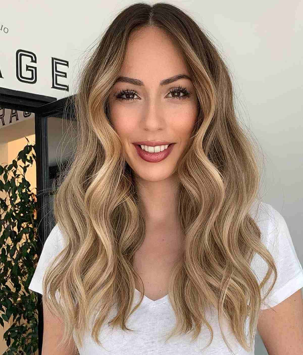 Mid-Back Layered Blonde Waves — Winter Haircuts for Long Faces