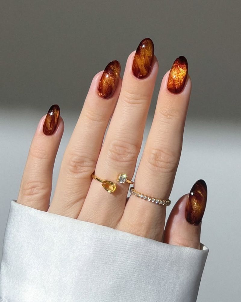 Deep Green Jelly Marble Veins — Winter Marble Nails