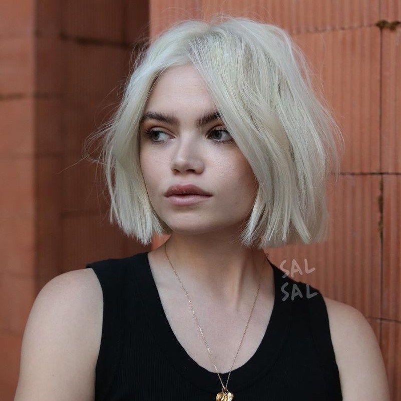 Air-Dried Platinum Blonde Bob — Winter Bob Haircuts