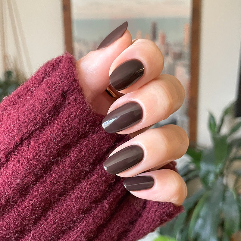 Satin Matte Dark Brown Almond Nails Satin Matte Dark Brown Almond Nails — Chocolate Brown Nails