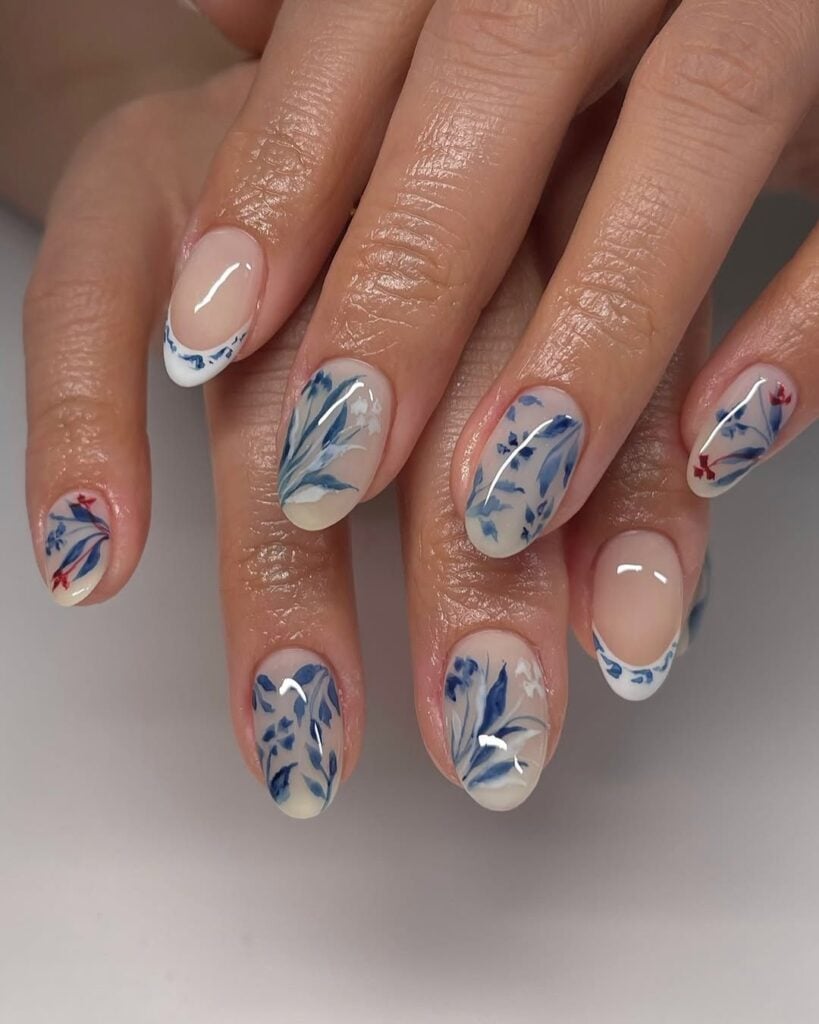 Sheer Nude Chinoiserie French Sheer Nude Chinoiserie French — Winter to Spring Transition Nails
