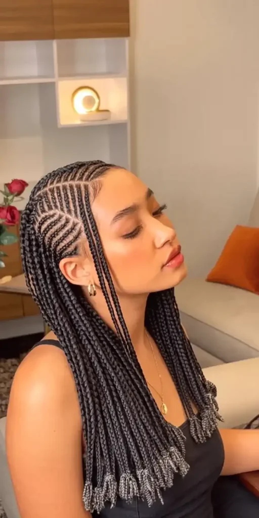 Mid-Back Long Straight Black Knotless Braids — Winter Knotless Braids