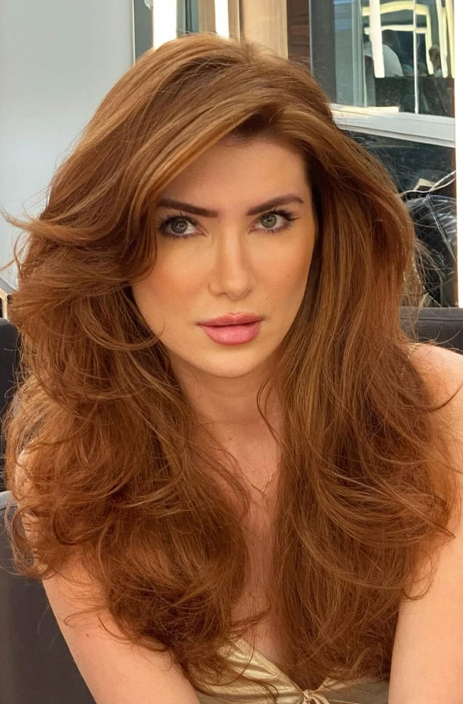 Medium Red-Orange Lob With Copper — Winter Hair Colors for Women Over 40