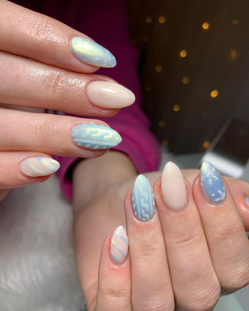Cozy Sweater Knit Pastel Nails Cozy Sweater Knit Pastel Nails — Pastel Winter Nails