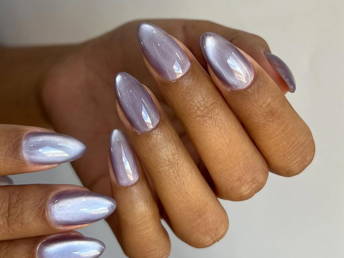 Soft Lavender Grey Glossy Square Nails — Winter Nail Colors for Pale Skin