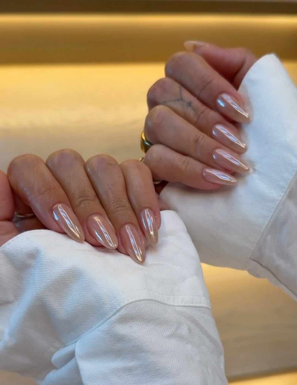 Flawless Pearlescent Nude Chrome Nails Flawless Pearlescent Nude Chrome Nails — Winter Chrome Nails