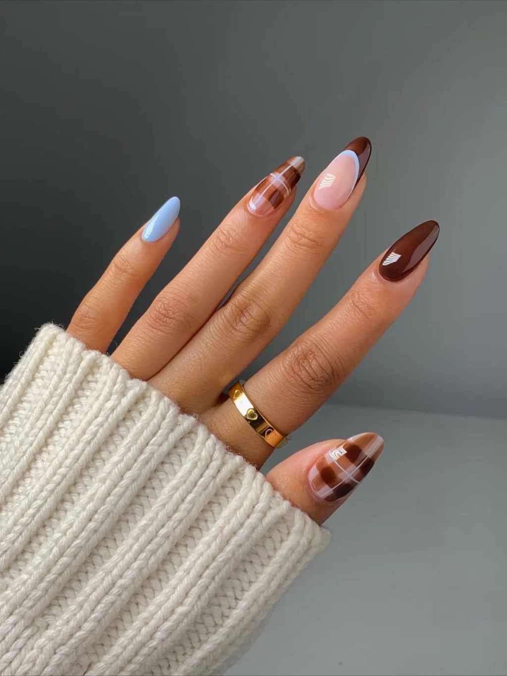 Plaid and French Tips with a Blue Accent Plaid and French Tips with a Blue Accent — Fall to Winter Nails