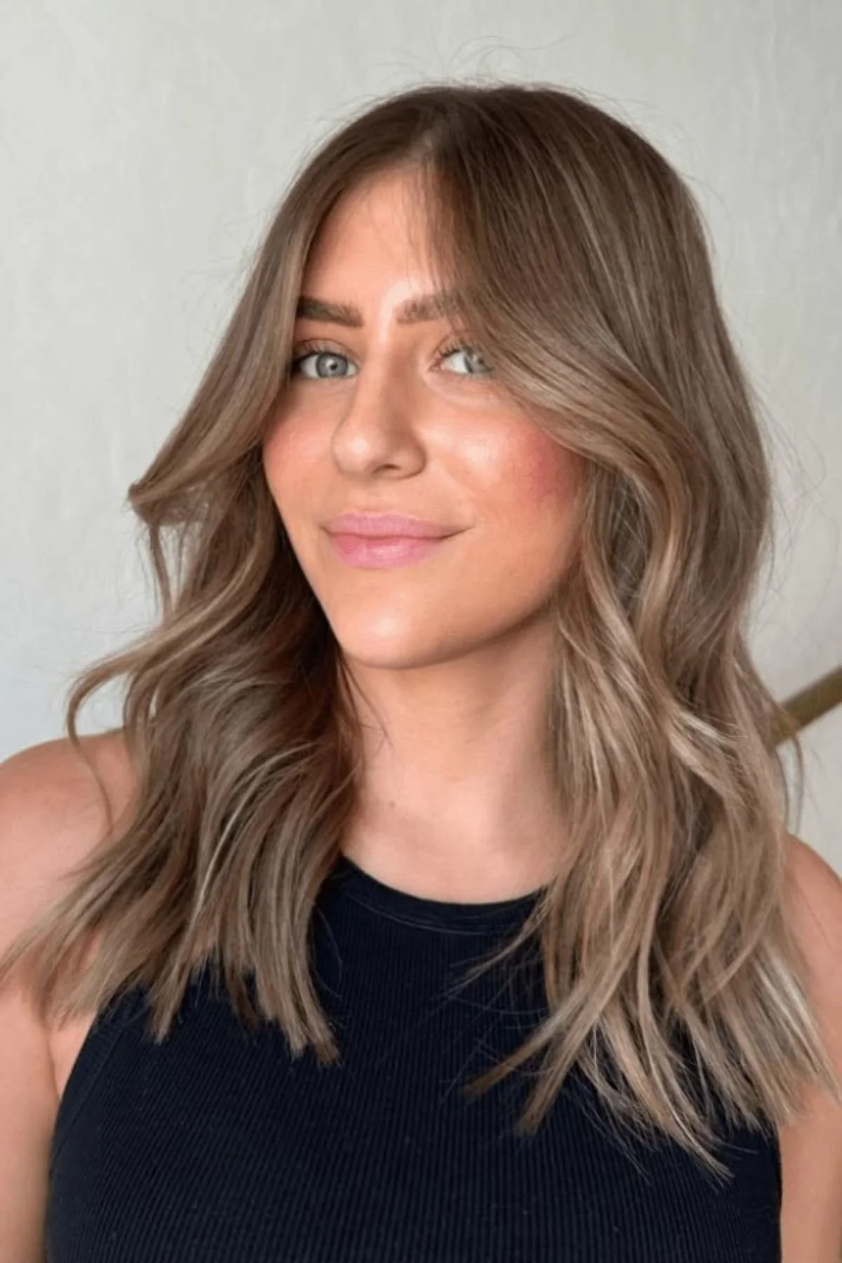 Ash Brown Collarbone Lob With Side Bangs — Winter Brown Hair Colors