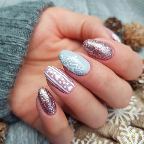 Glossy With Glitter Visual Idea Glossy With Glitter Visual Idea — Winter Acrylic Nail Colors